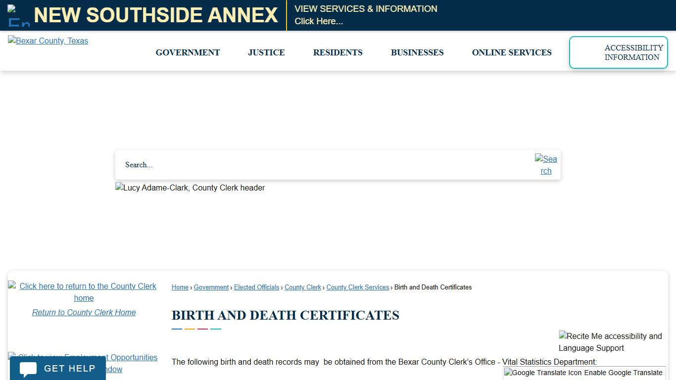 Birth and Death Certificates | Bexar County, TX - Official Website