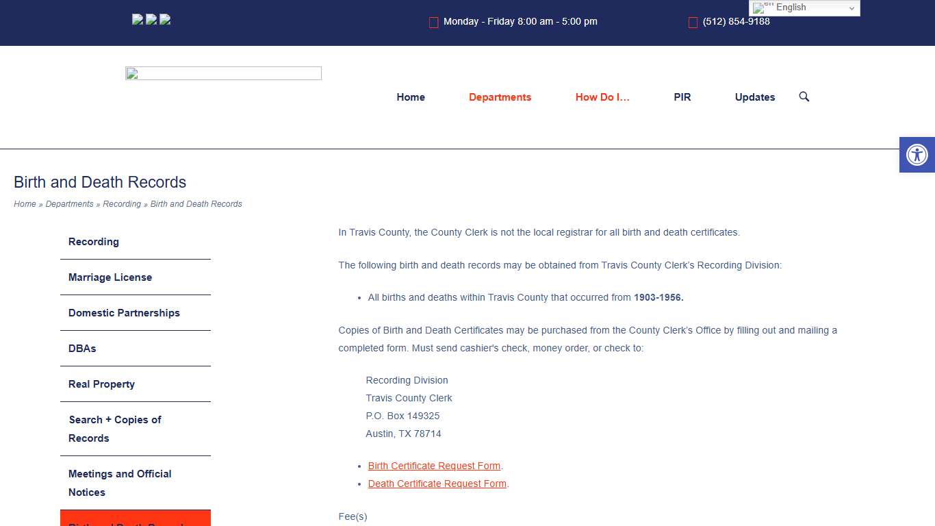 Birth and Death Records - Travis County Clerk